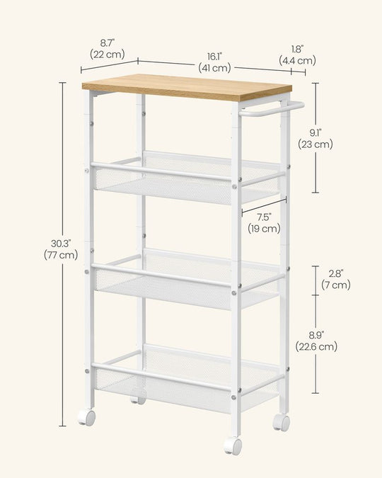 Slim Rolling Storage Cart | Multi-Tier Wheeled Shelving