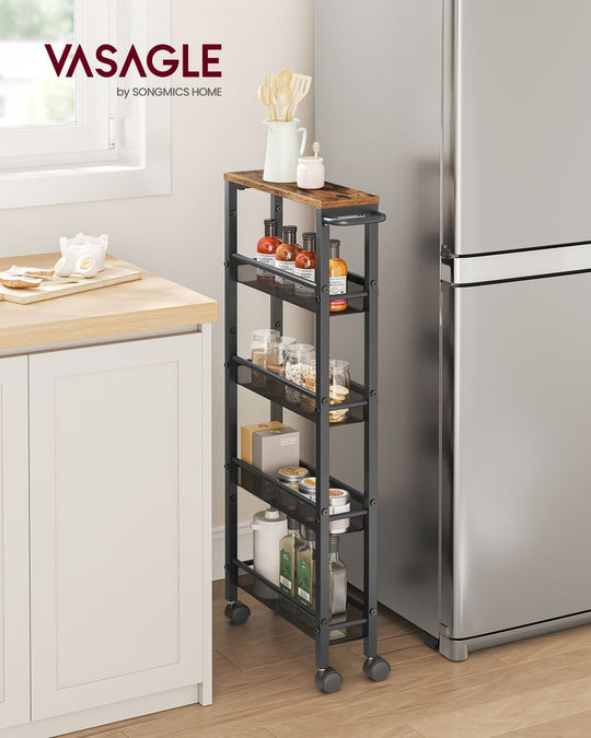 Slim Rolling Storage Cart | Multi-Tier Wheeled Shelving
