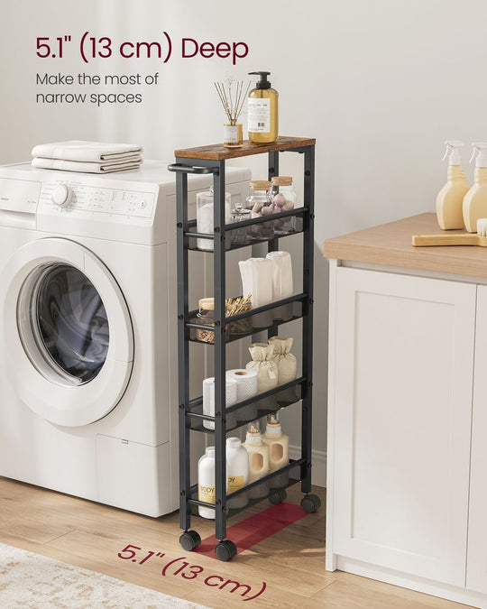 Slim Rolling Storage Cart | Multi-Tier Wheeled Shelving