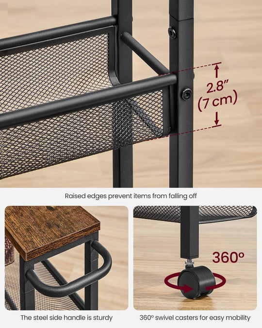 Slim Rolling Storage Cart | Multi-Tier Wheeled Shelving