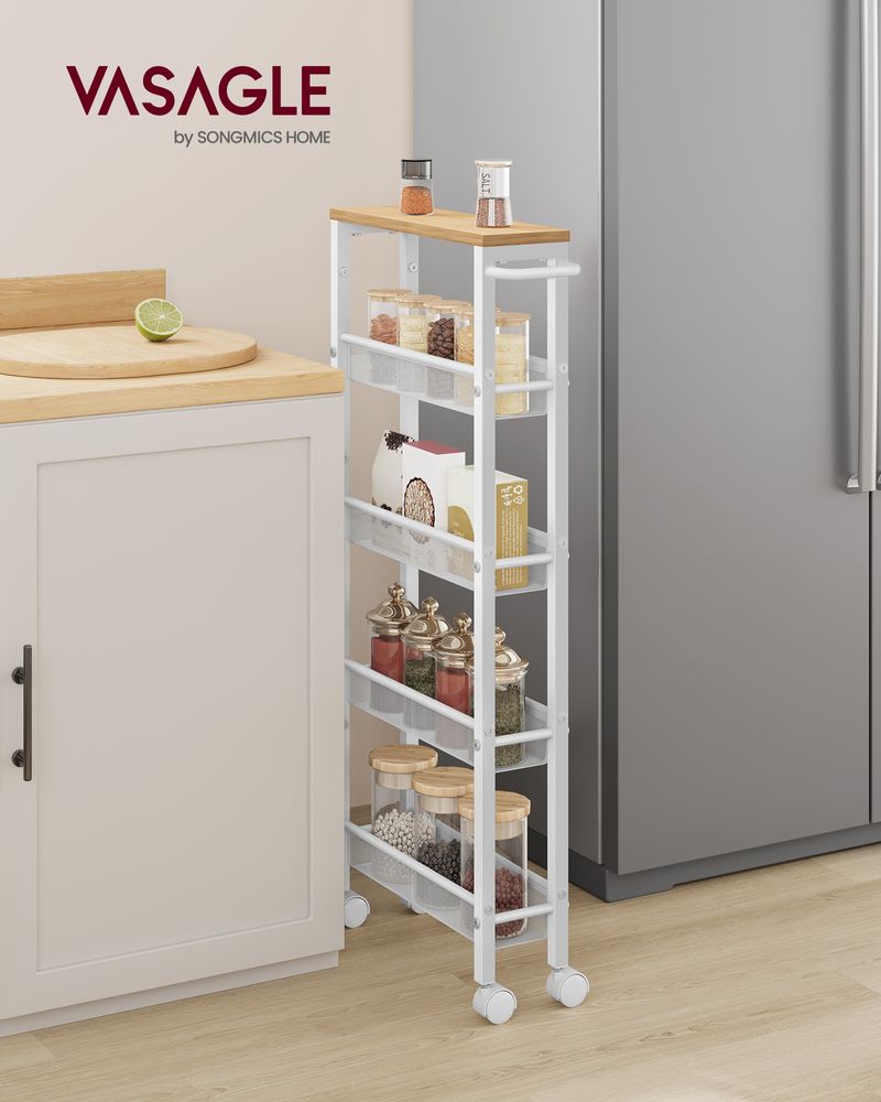 Slim Rolling Storage Cart | Multi-Tier Wheeled Shelving