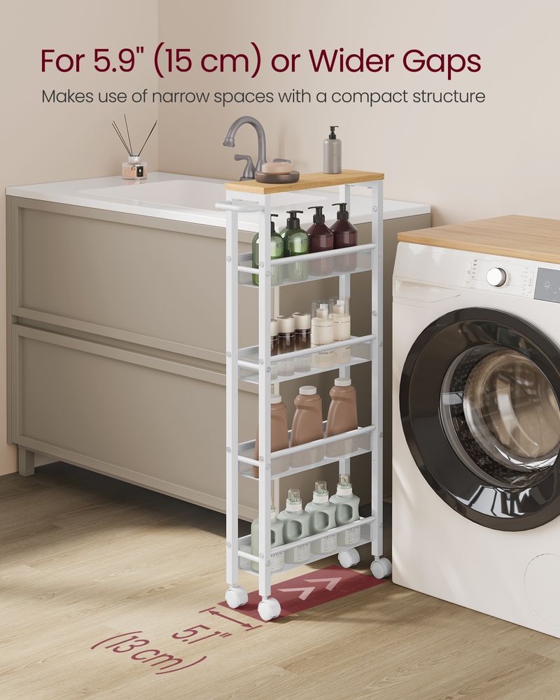 Slim Rolling Storage Cart | Multi-Tier Wheeled Shelving