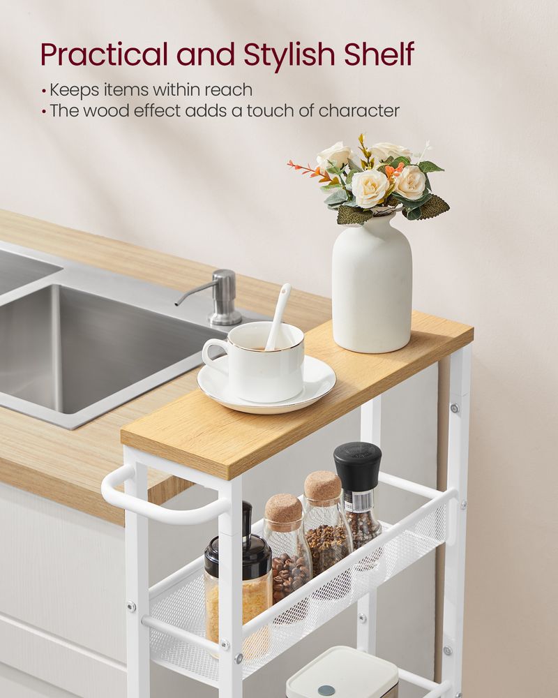 Slim Rolling Storage Cart | Multi-Tier Wheeled Shelving