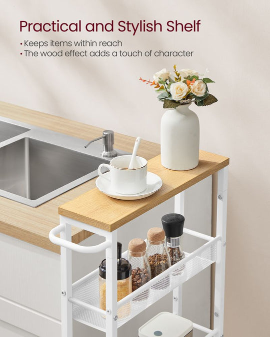 Slim Rolling Storage Cart | Multi-Tier Wheeled Shelving