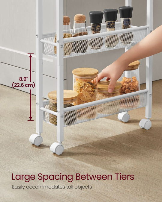 Slim Rolling Storage Cart | Multi-Tier Wheeled Shelving