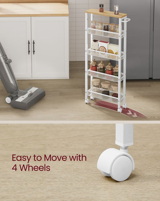 Slim Rolling Storage Cart | Multi-Tier Wheeled Shelving