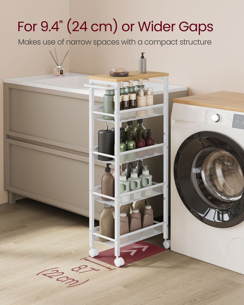 Slim Rolling Storage Cart | Multi-Tier Wheeled Shelving