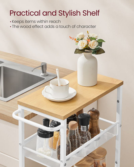 Slim Rolling Storage Cart | Multi-Tier Wheeled Shelving