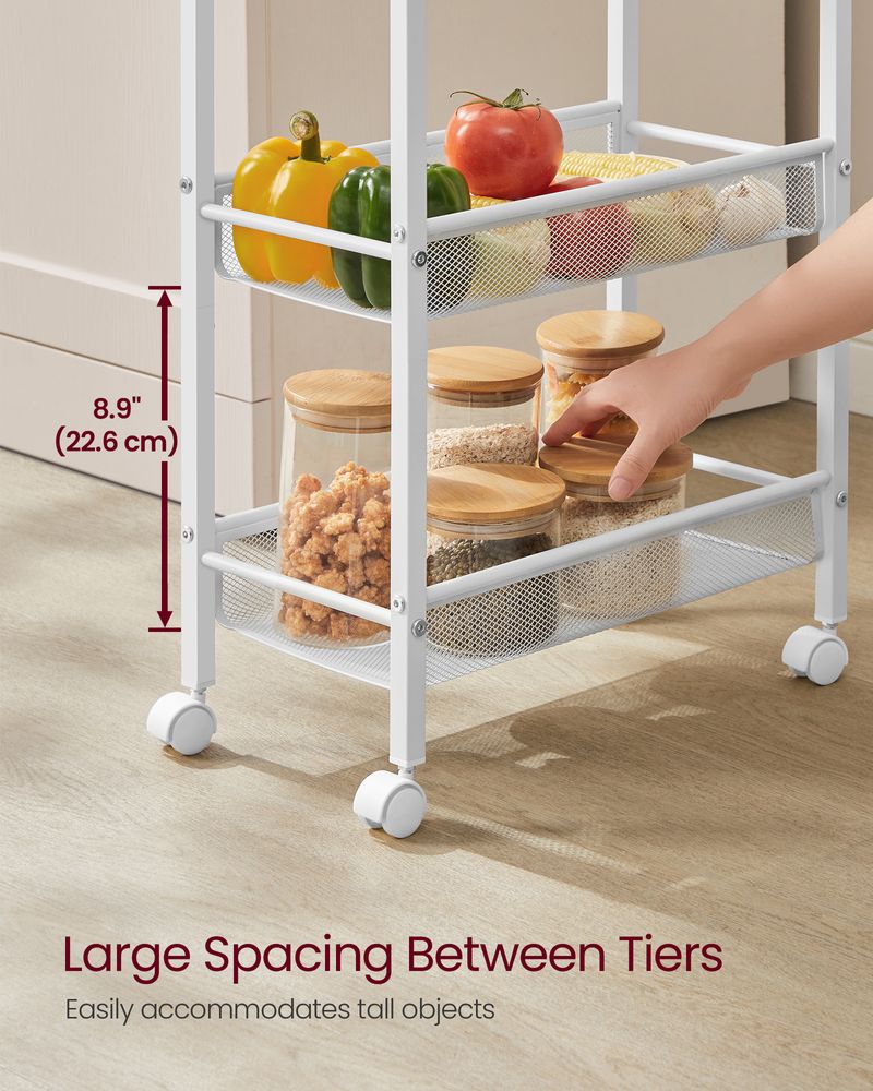 Slim Rolling Storage Cart | Multi-Tier Wheeled Shelving