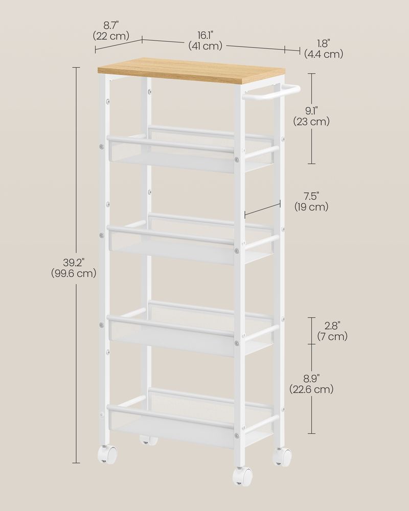 Slim Rolling Storage Cart | Multi-Tier Wheeled Shelving
