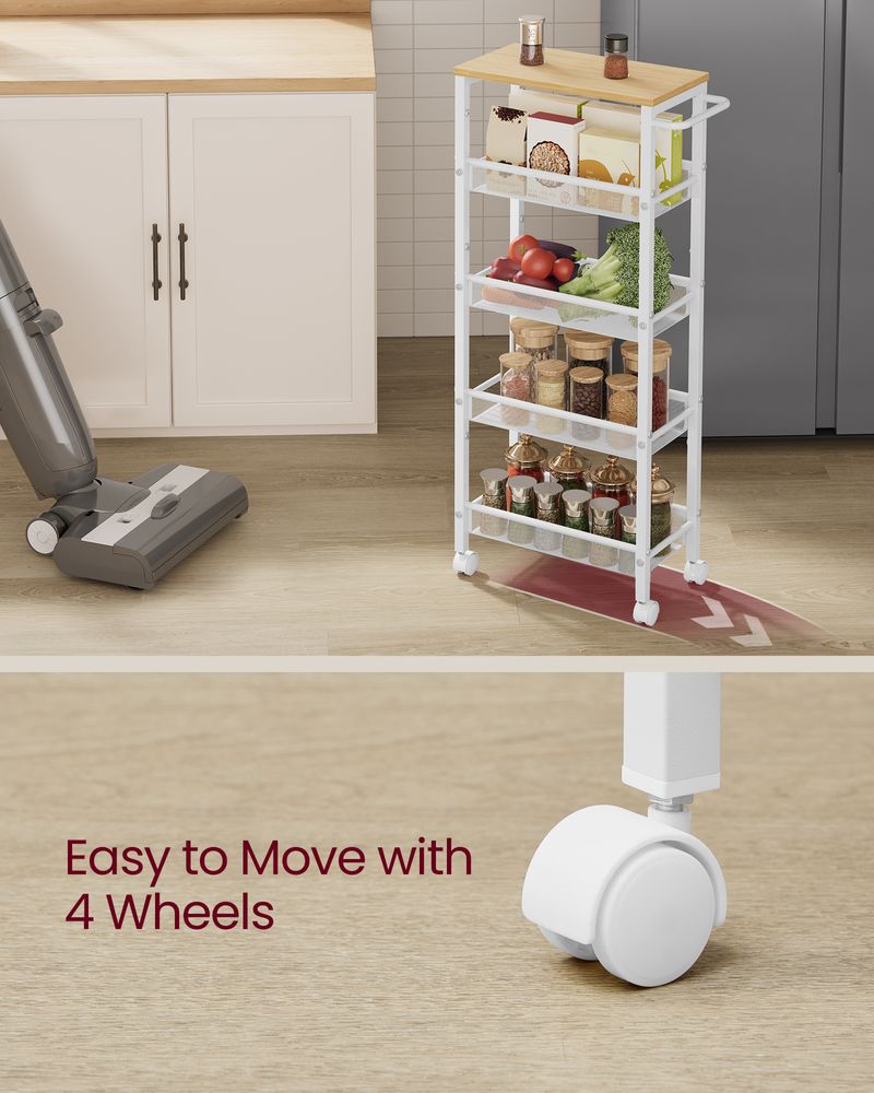 Slim Rolling Storage Cart | Multi-Tier Wheeled Shelving