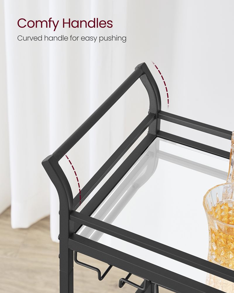 Small Bar Cart | 3-Tier Mirrored Serving Cart on Wheels