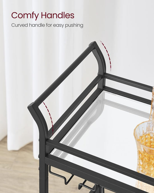 Small Bar Cart | 3-Tier Mirrored Serving Cart on Wheels