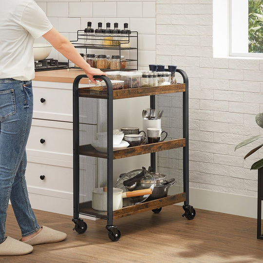 Narrow Rolling Storage Cart | 3-Tier Cart With Wheels