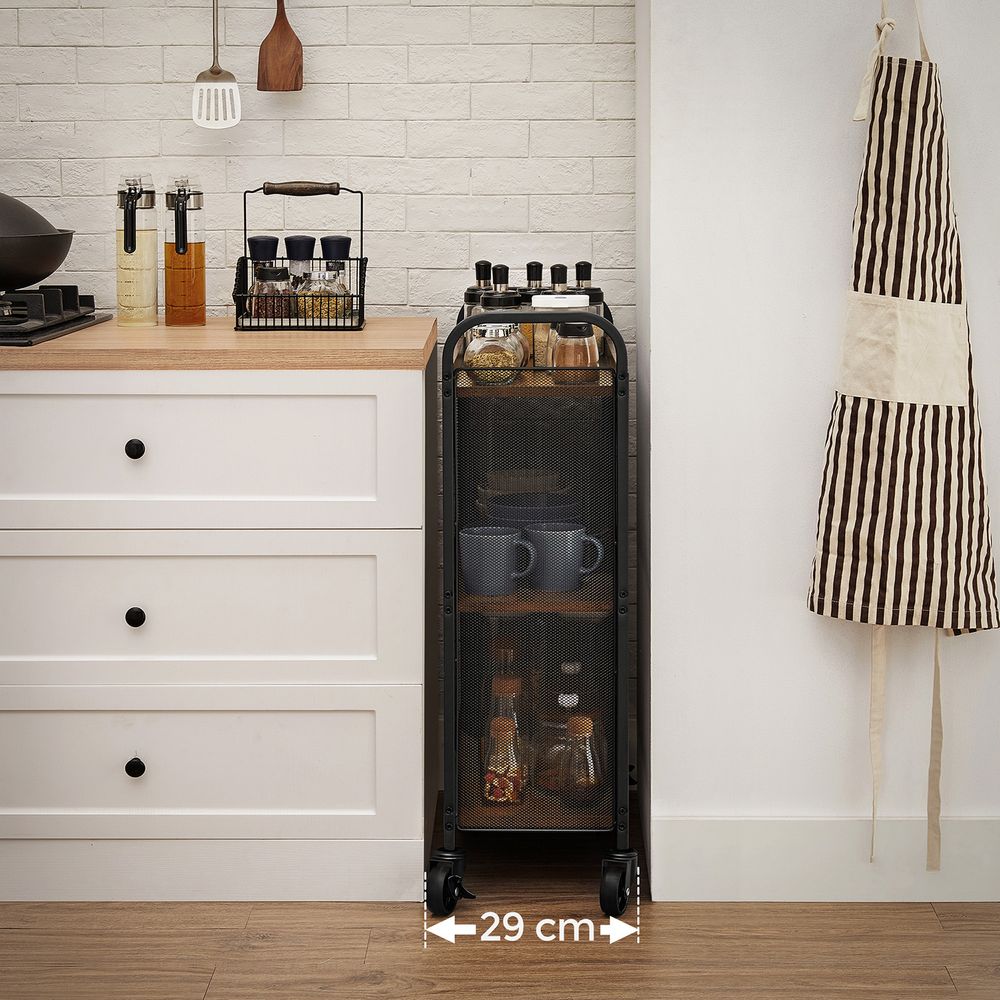 Narrow Rolling Storage Cart | 3-Tier Cart With Wheels