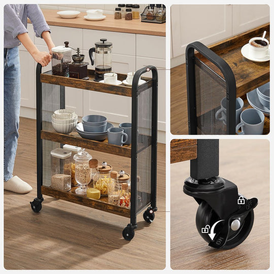 Narrow Rolling Storage Cart | 3-Tier Cart With Wheels