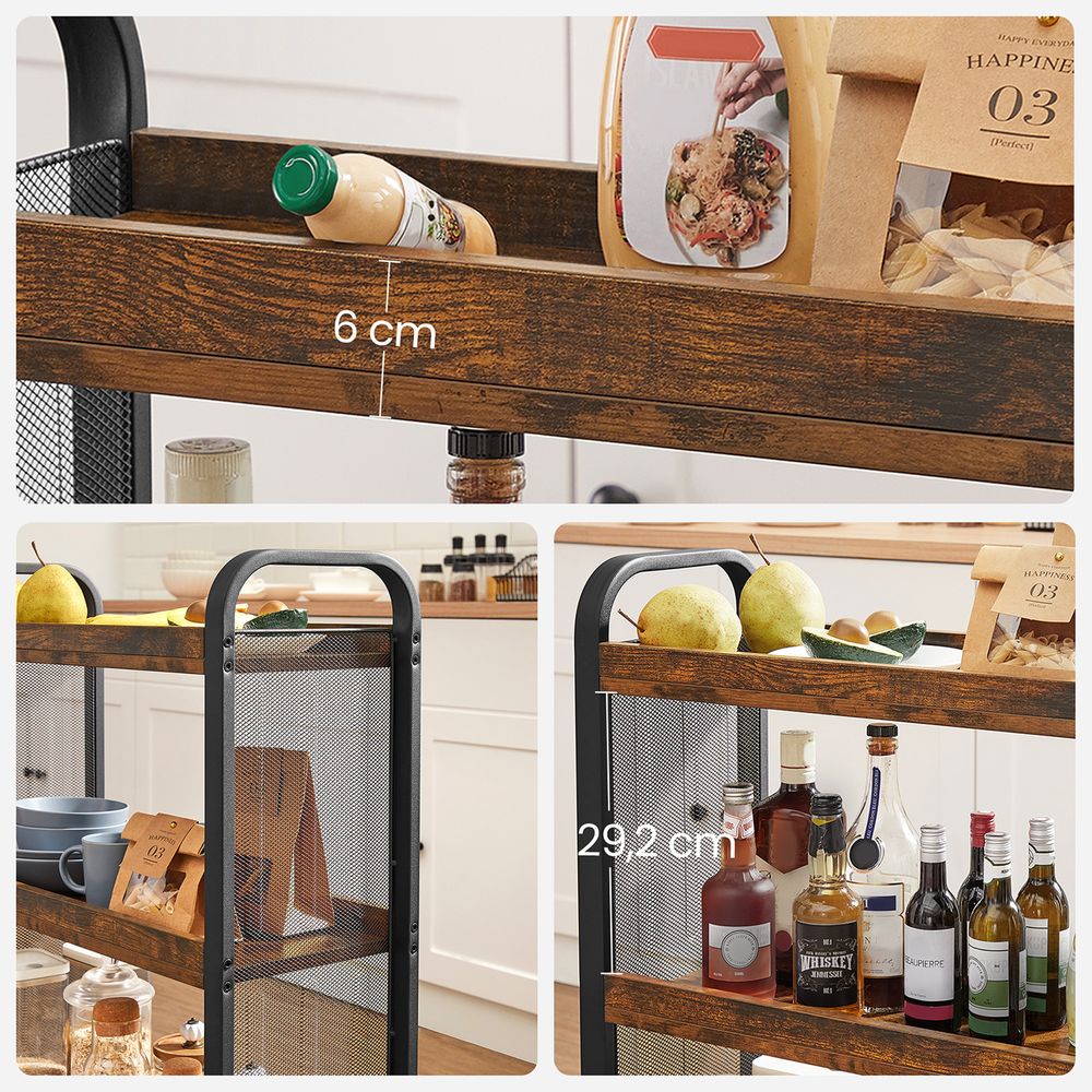 Narrow Rolling Storage Cart | 3-Tier Cart With Wheels