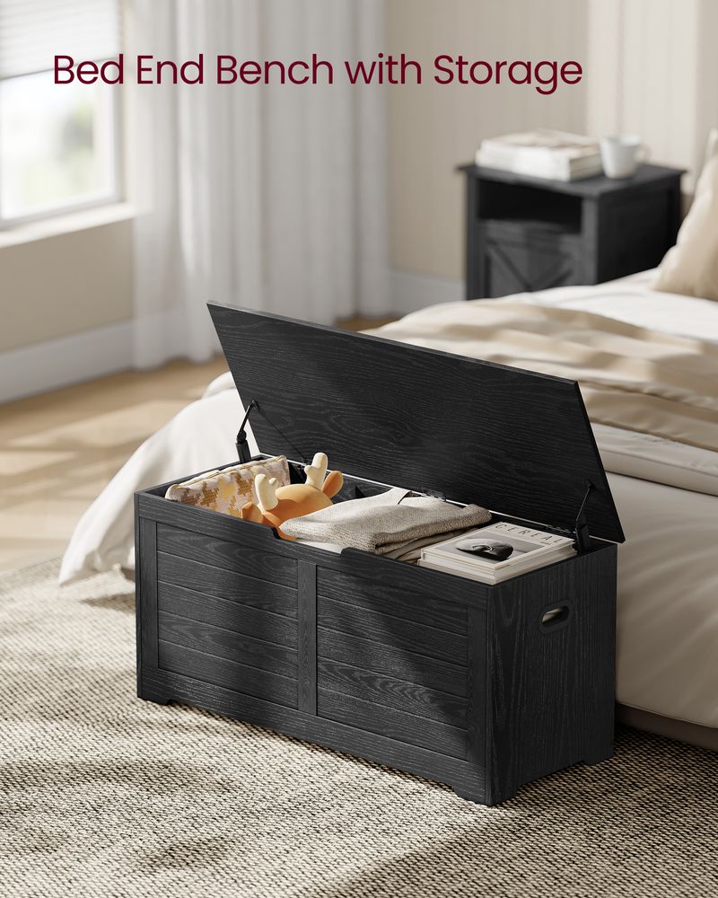 Storage Chest Bench | Multi-Purpose Lid Storage With Safety Hinges