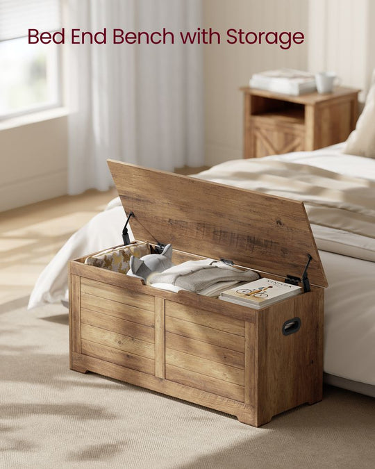 Storage Chest Bench | Multi-Purpose Lid Storage With Safety Hinges