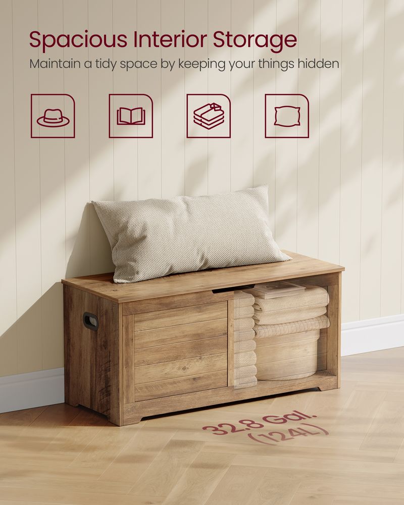 Storage Chest Bench | Multi-Purpose Lid Storage With Safety Hinges