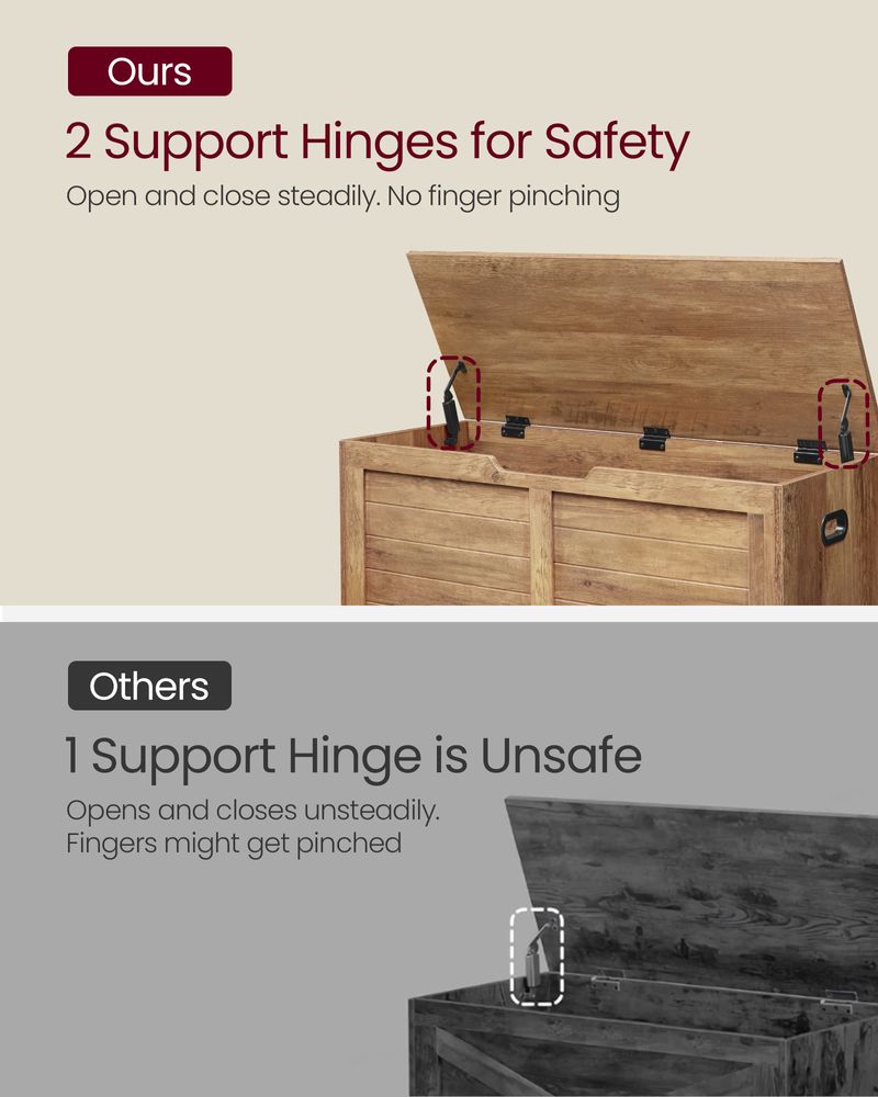 Storage Chest Bench | Multi-Purpose Lid Storage With Safety Hinges