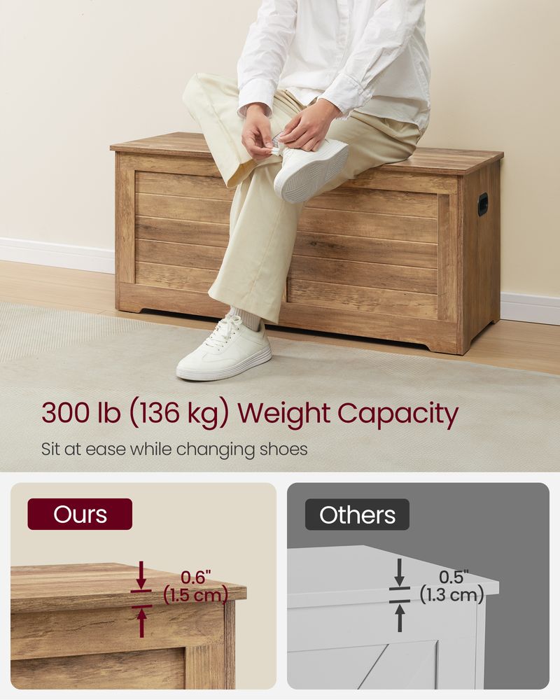 Storage Chest Bench | Multi-Purpose Lid Storage With Safety Hinges