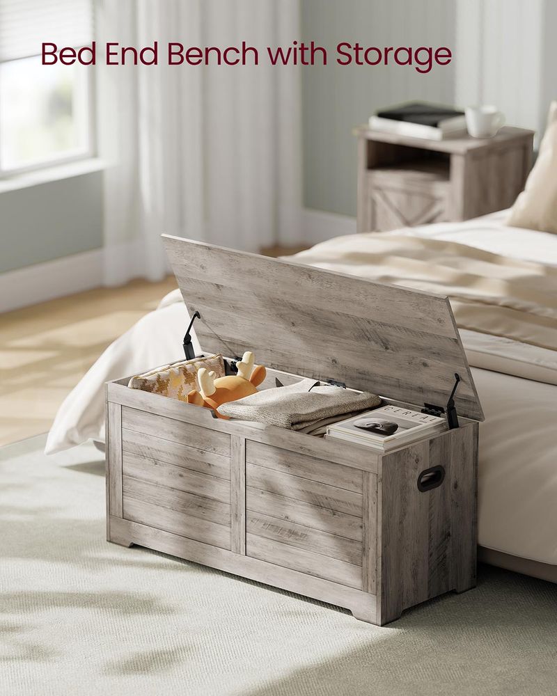 Storage Chest Bench | Multi-Purpose Lid Storage With Safety Hinges