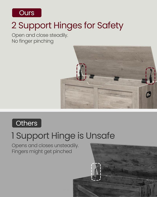 Storage Chest Bench | Multi-Purpose Lid Storage With Safety Hinges