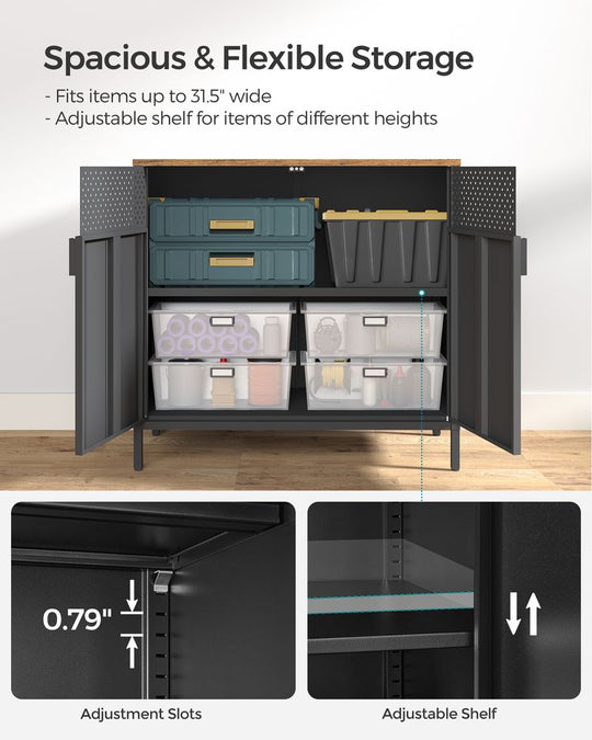 Metal Storage Sideboard | Buffet Cabinet With Adjustable Shelf