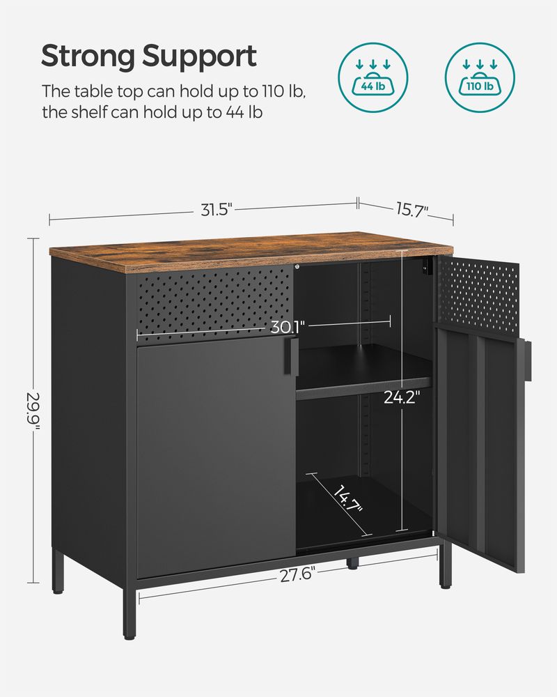 Metal Storage Sideboard | Buffet Cabinet With Adjustable Shelf