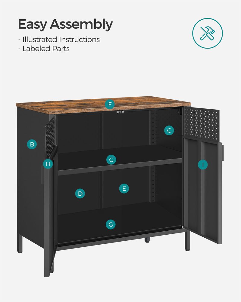 Metal Storage Sideboard | Buffet Cabinet With Adjustable Shelf