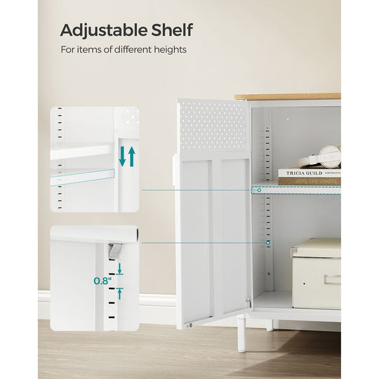 Metal Storage Sideboard | Buffet Cabinet With Adjustable Shelf
