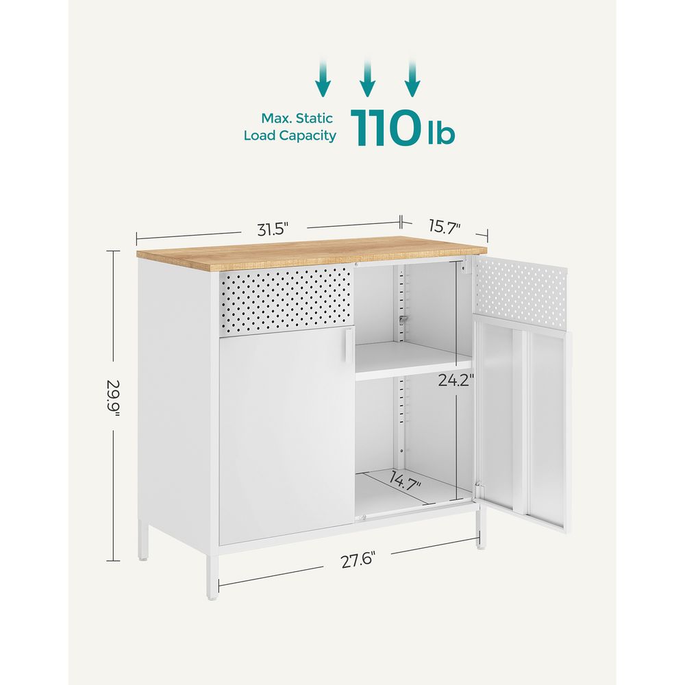 Metal Storage Sideboard | Buffet Cabinet With Adjustable Shelf