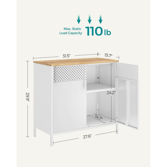 Metal Storage Sideboard | Buffet Cabinet With Adjustable Shelf