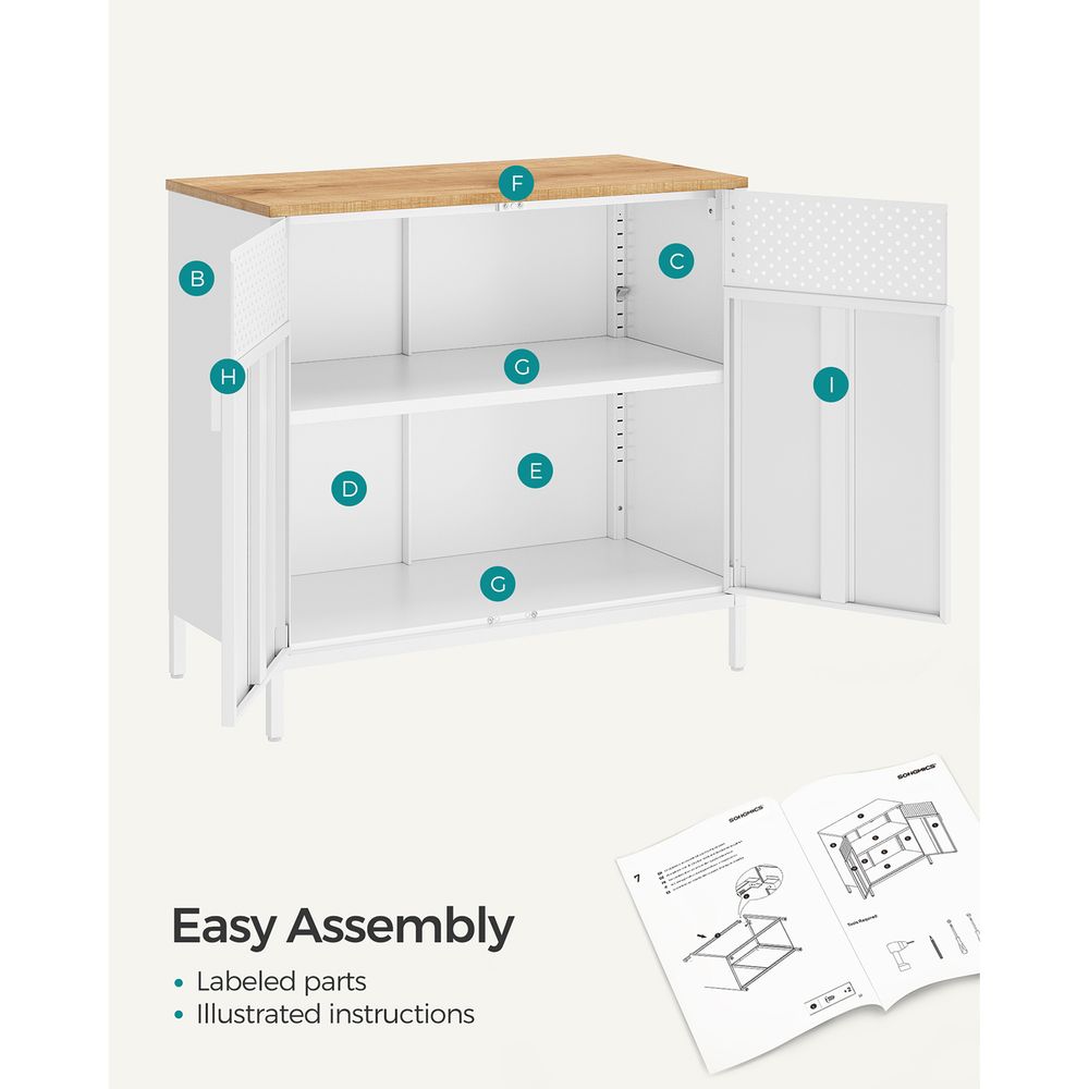 Metal Storage Sideboard | Buffet Cabinet With Adjustable Shelf