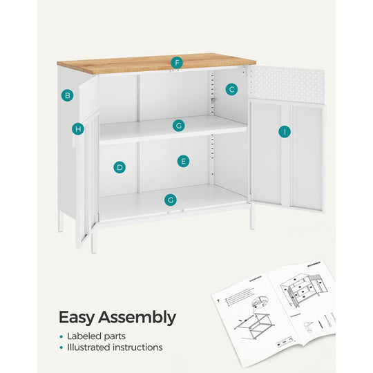 Metal Storage Sideboard | Buffet Cabinet With Adjustable Shelf