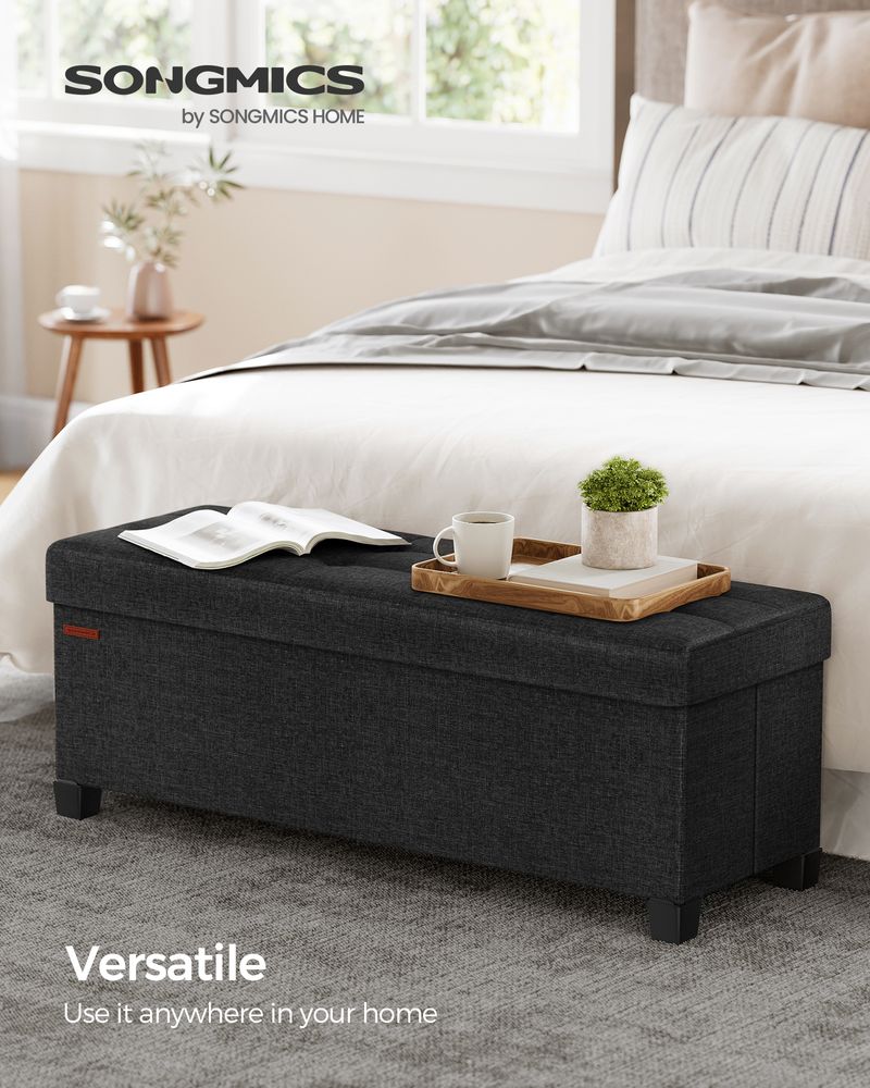 Storage Ottoman Bench | Linen-Look Seating With Hidden Storage
