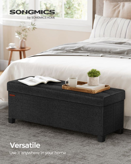 Storage Ottoman Bench | Linen-Look Seating With Hidden Storage