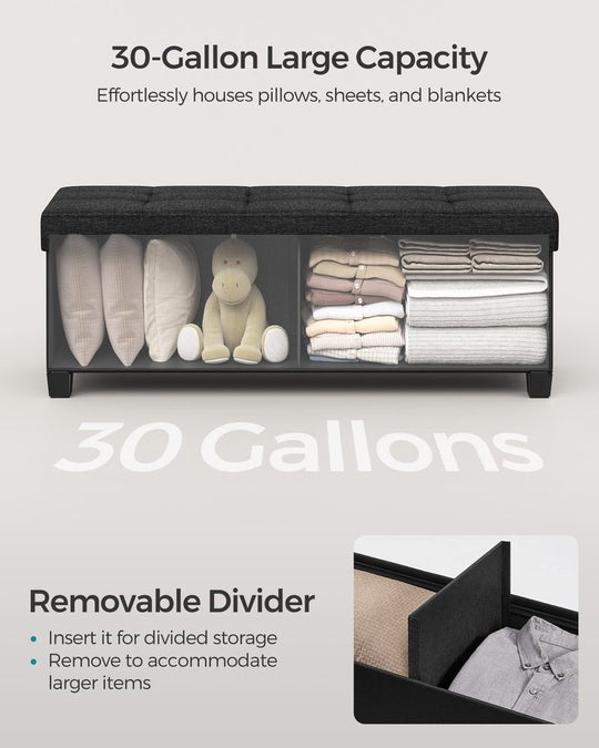 Storage Ottoman Bench | Linen-Look Seating With Hidden Storage