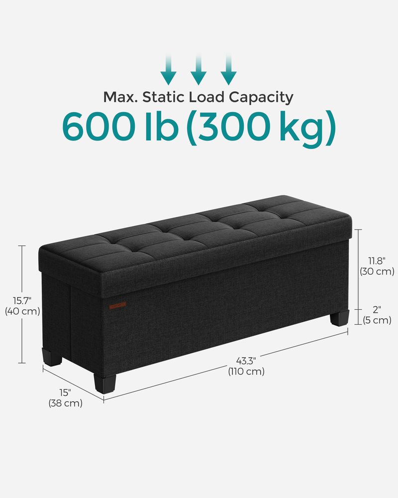 Storage Ottoman Bench | Linen-Look Seating With Hidden Storage