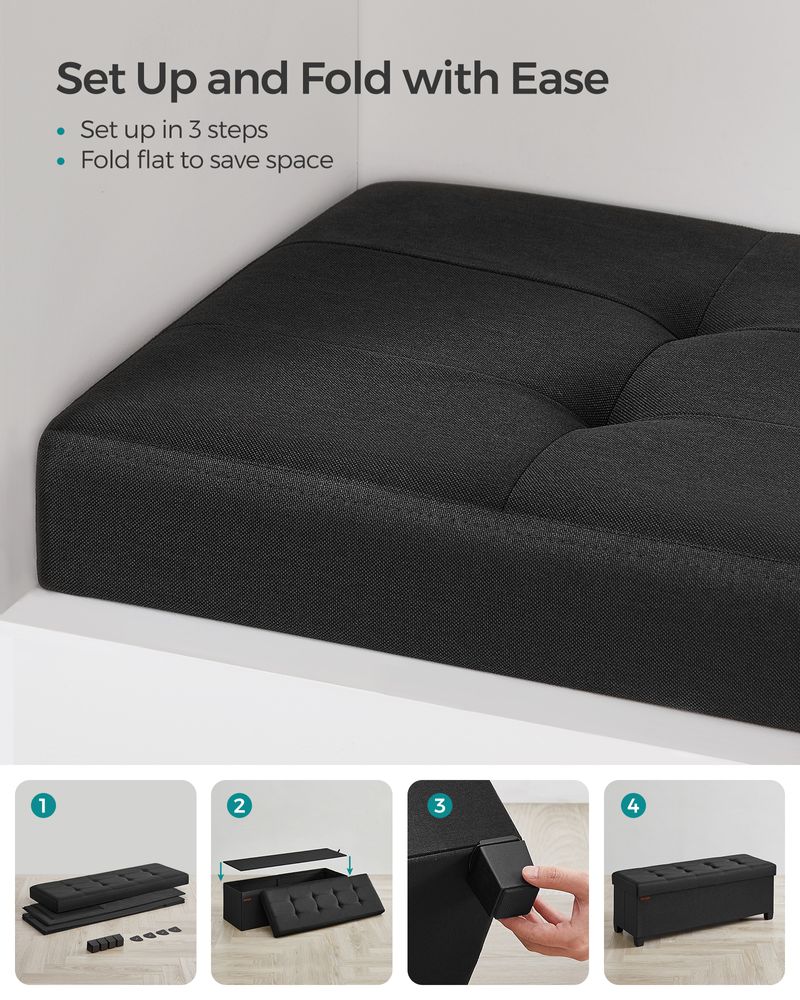 Storage Ottoman Bench | Linen-Look Seating With Hidden Storage