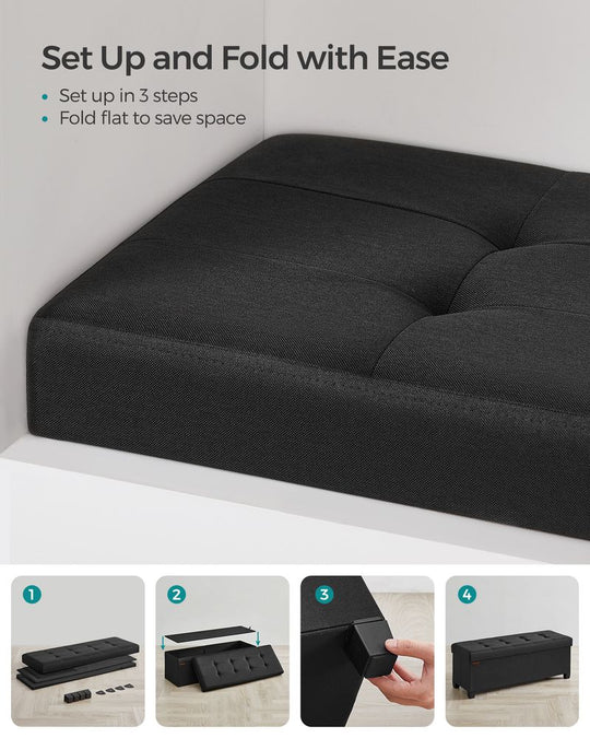 Storage Ottoman Bench | Linen-Look Seating With Hidden Storage