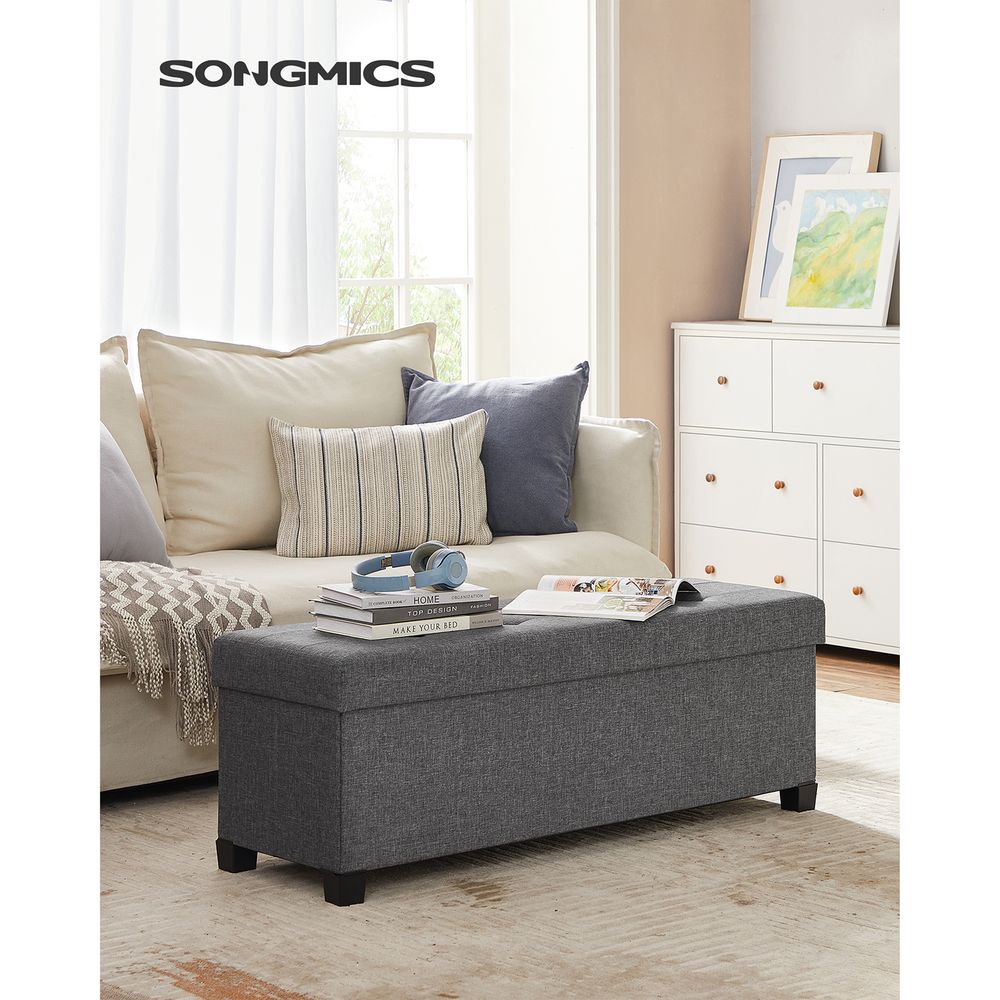 Storage Ottoman Bench | Linen-Look Seating With Hidden Storage
