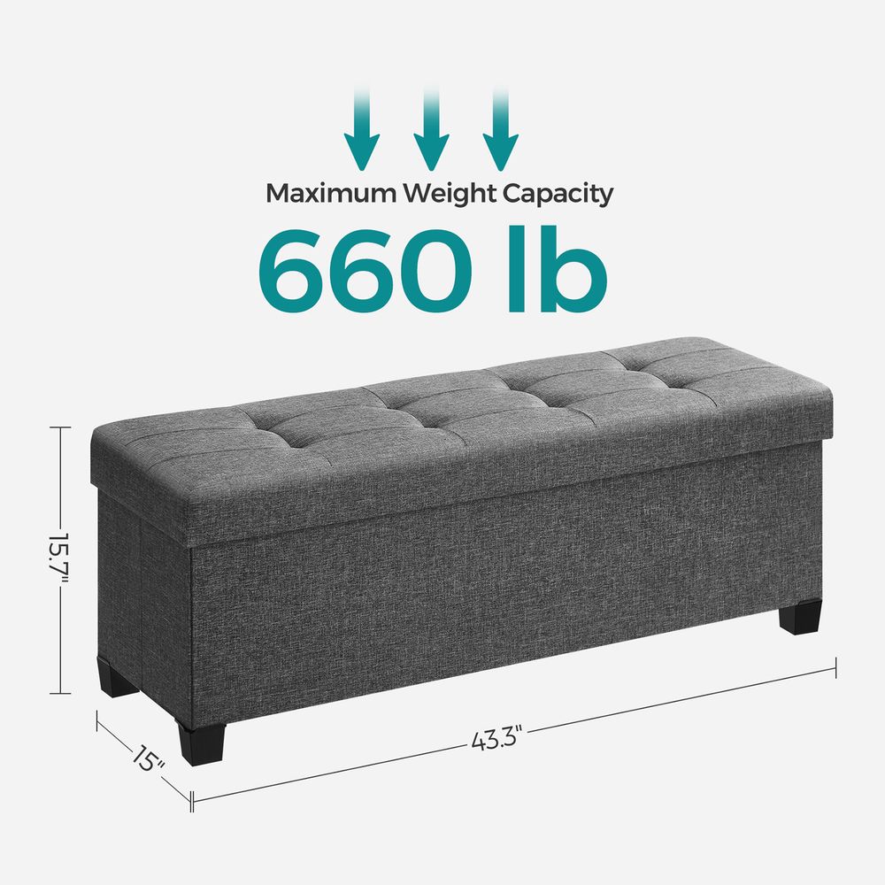 Storage Ottoman Bench | Linen-Look Seating With Hidden Storage