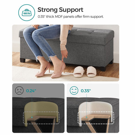 Storage Ottoman Bench | Linen-Look Seating With Hidden Storage