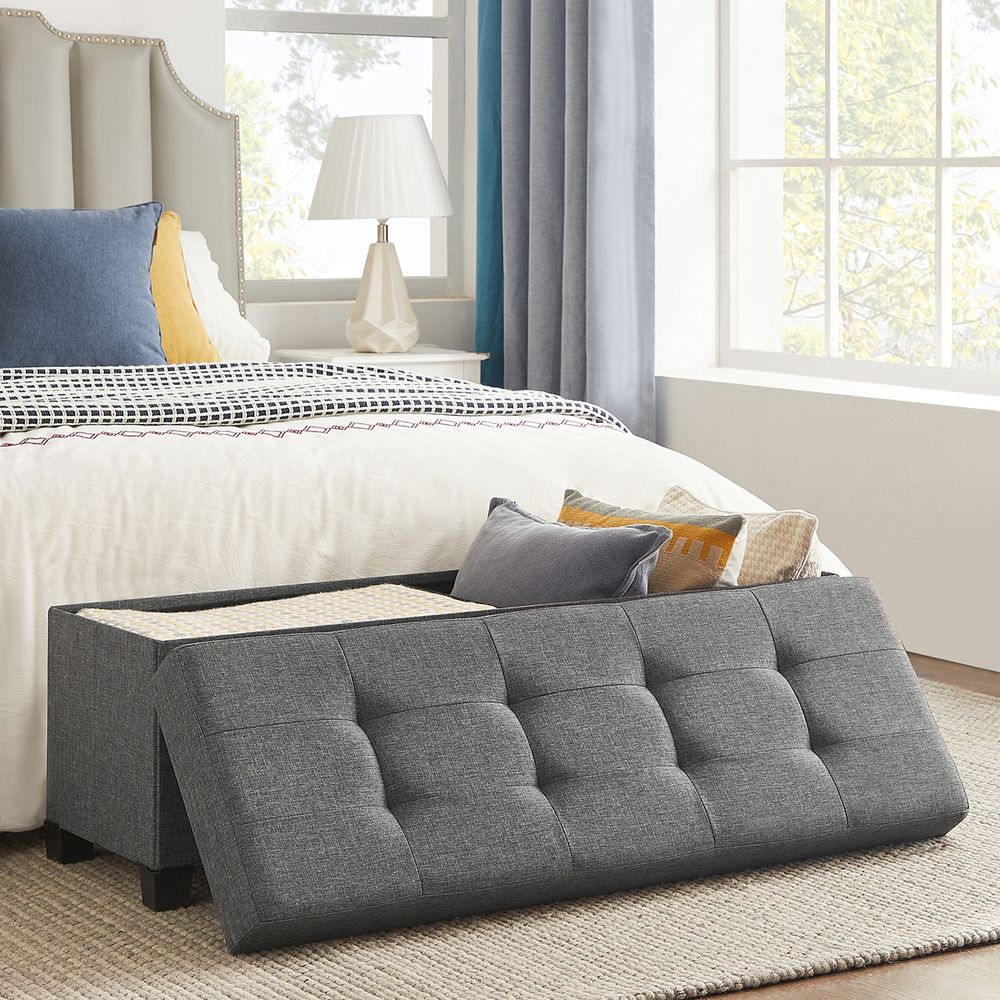 Storage Ottoman Bench | Linen-Look Seating With Hidden Storage