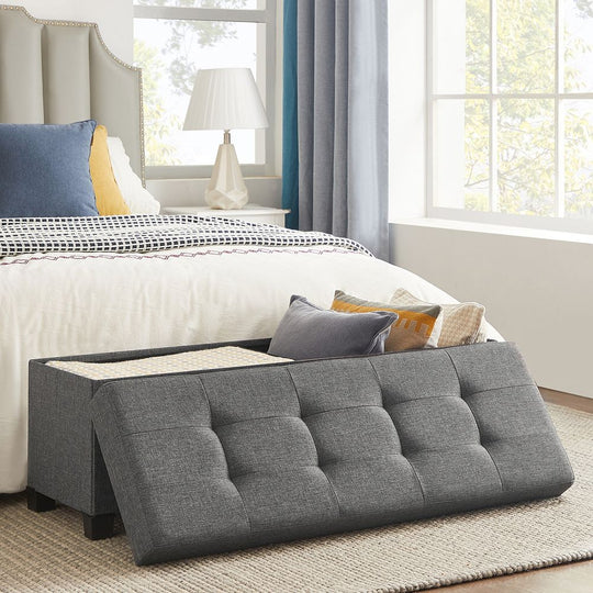 Storage Ottoman Bench | Linen-Look Seating With Hidden Storage
