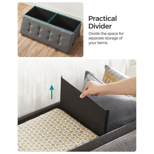 Storage Ottoman Bench | Linen-Look Seating With Hidden Storage