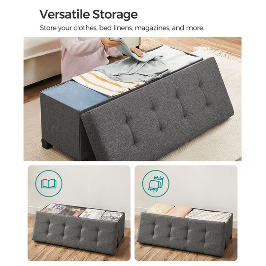 Storage Ottoman Bench | Linen-Look Seating With Hidden Storage