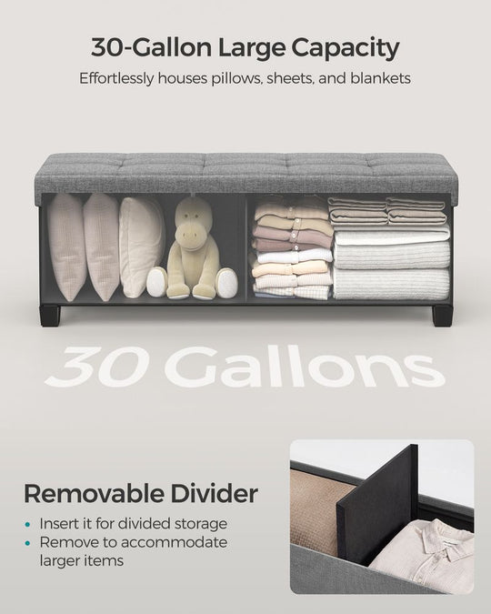 Storage Ottoman Bench | Linen-Look Seating With Hidden Storage